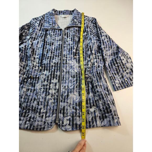 Christopher & Banks M blue cinch sides shaket jacket full zip EUC Career casual - Picture 7 of 8